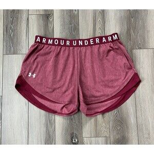 Under Armour Active Shorts Women's XL Red Loose Elastic Waist Pockets UA Logo